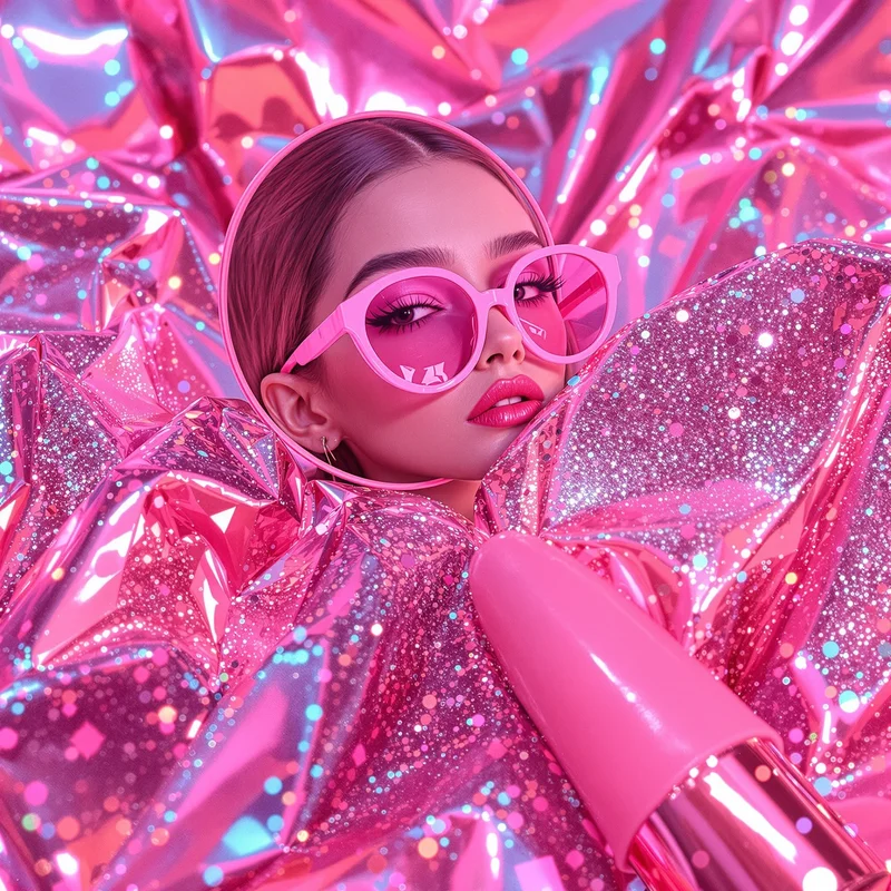 Y2K preppy PFP with glitter internet aesthetic