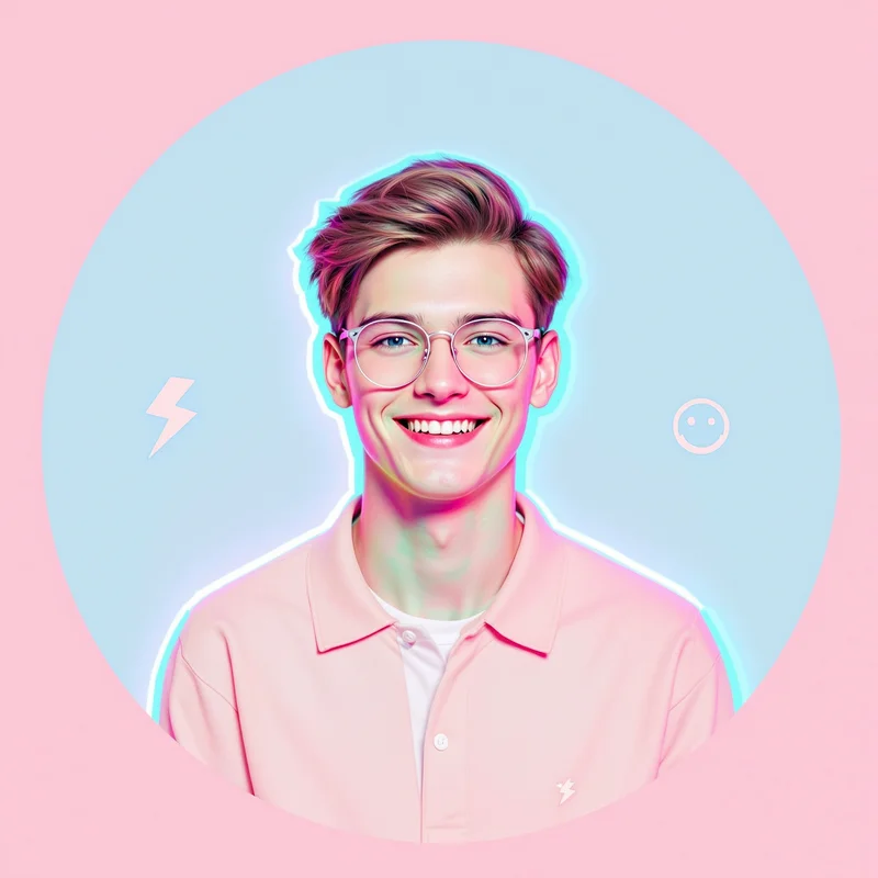 colorful preppy avatar image with glossy sticker style for profile picture use