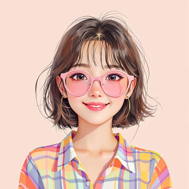 colorful preppy avatar image with glossy sticker style for messaging profile icon