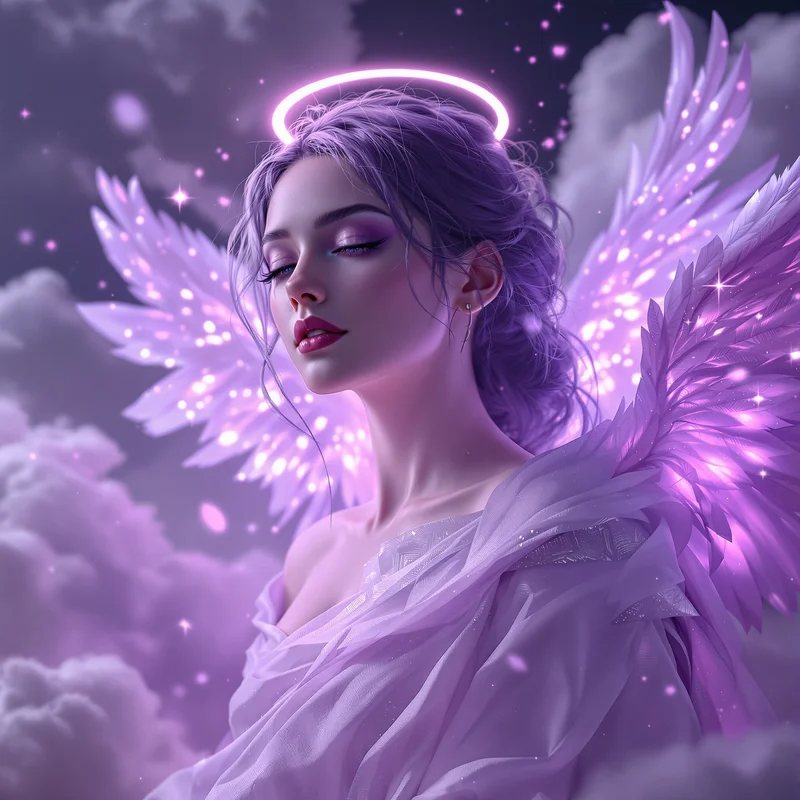 Purple angel avatar.