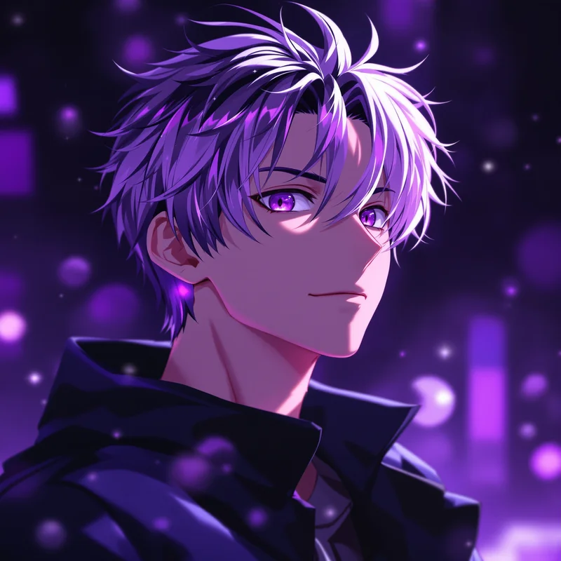 Purple anime boy avatar.