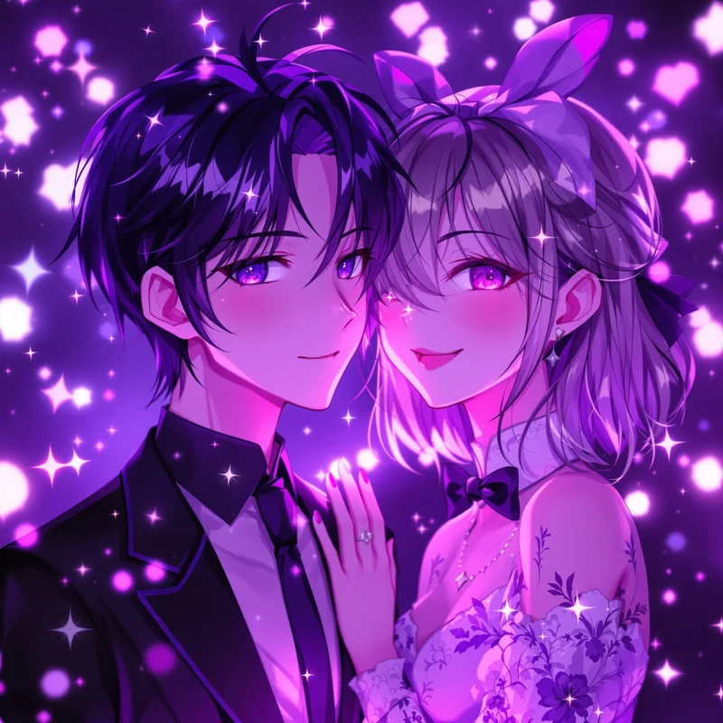 Purple anime couple avatar.