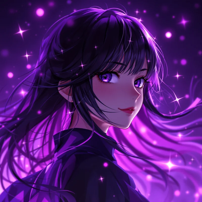 Purple anime girl avatar.