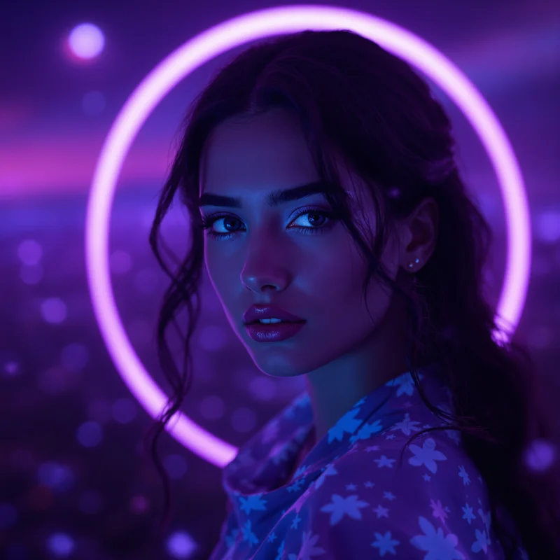 Purple avatar profile image with glowing expression and clarity