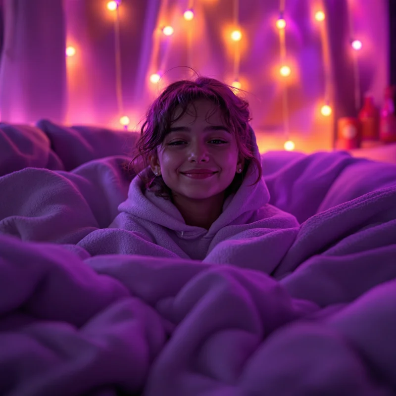 Purple cozy room avatar.