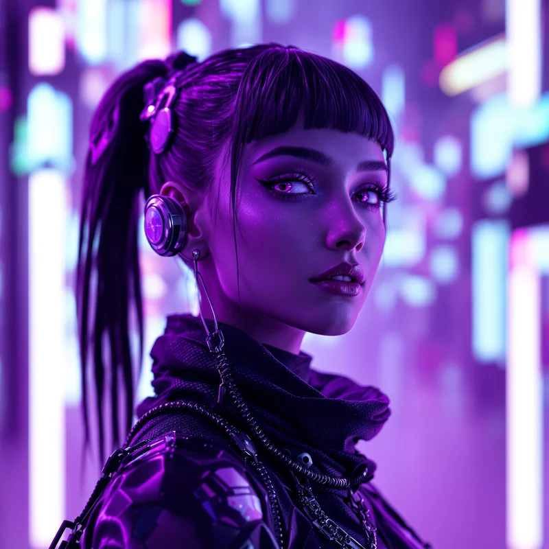 Purple cyber avatar.