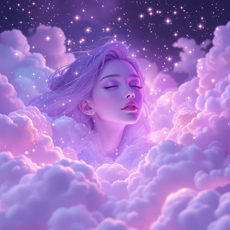 Purple dreamcore avatar.