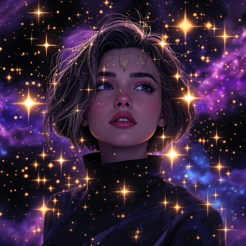 Purple galaxy avatar.