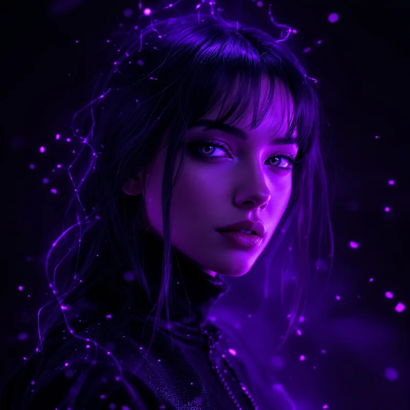 Purple neon aura avatar.