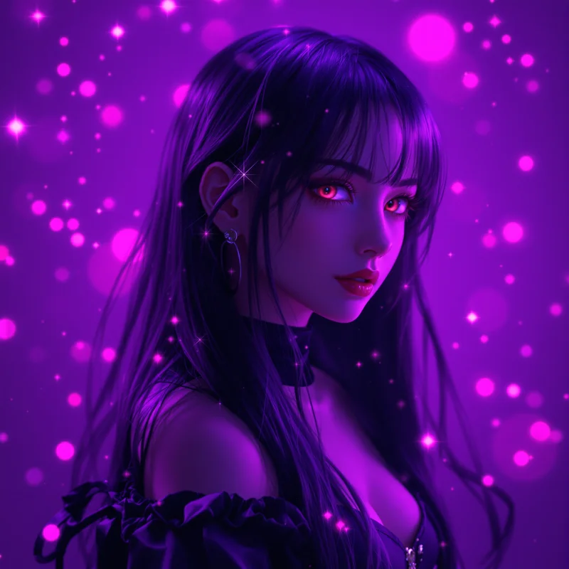 Purple neon girl avatar.