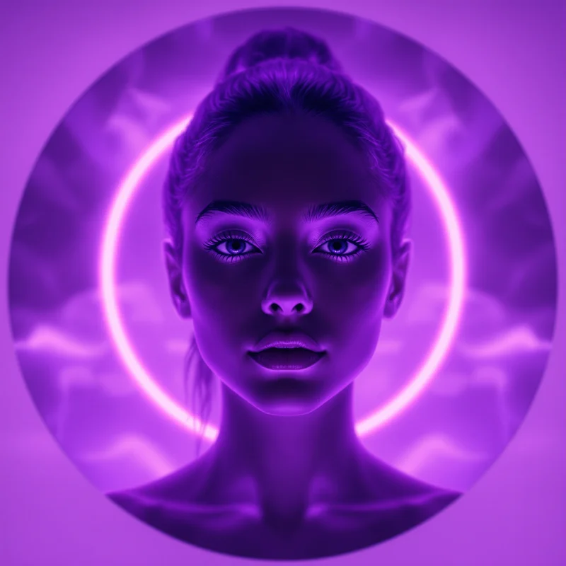 Purple avatar portrait with cosmic aesthetic and clarity