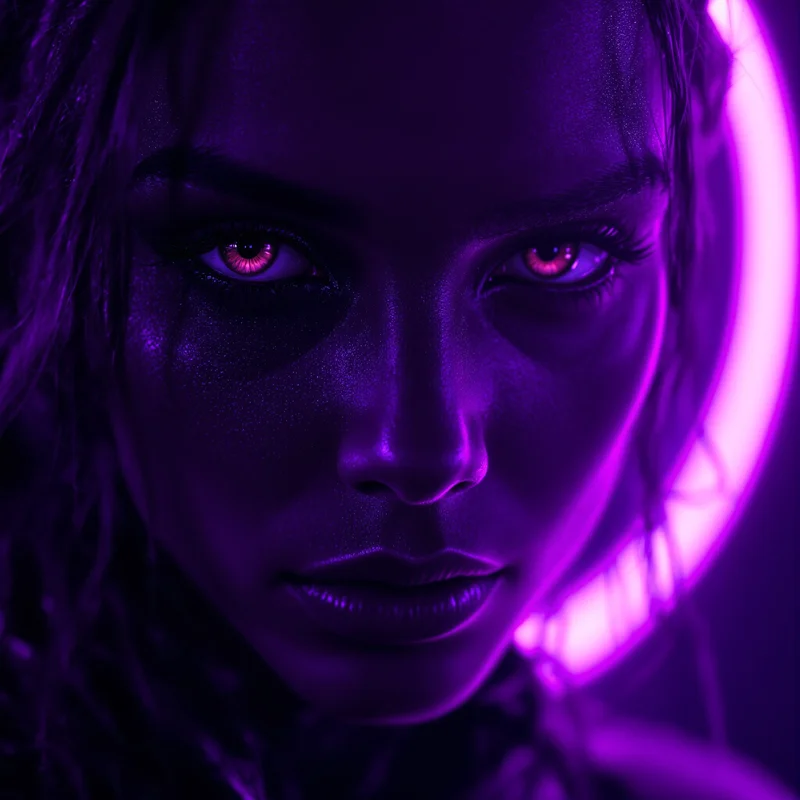 Purple avatar portrait with cosmic aesthetic and clarity