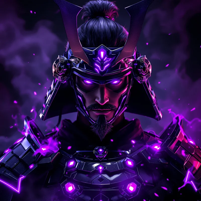 Purple samurai avatar.
