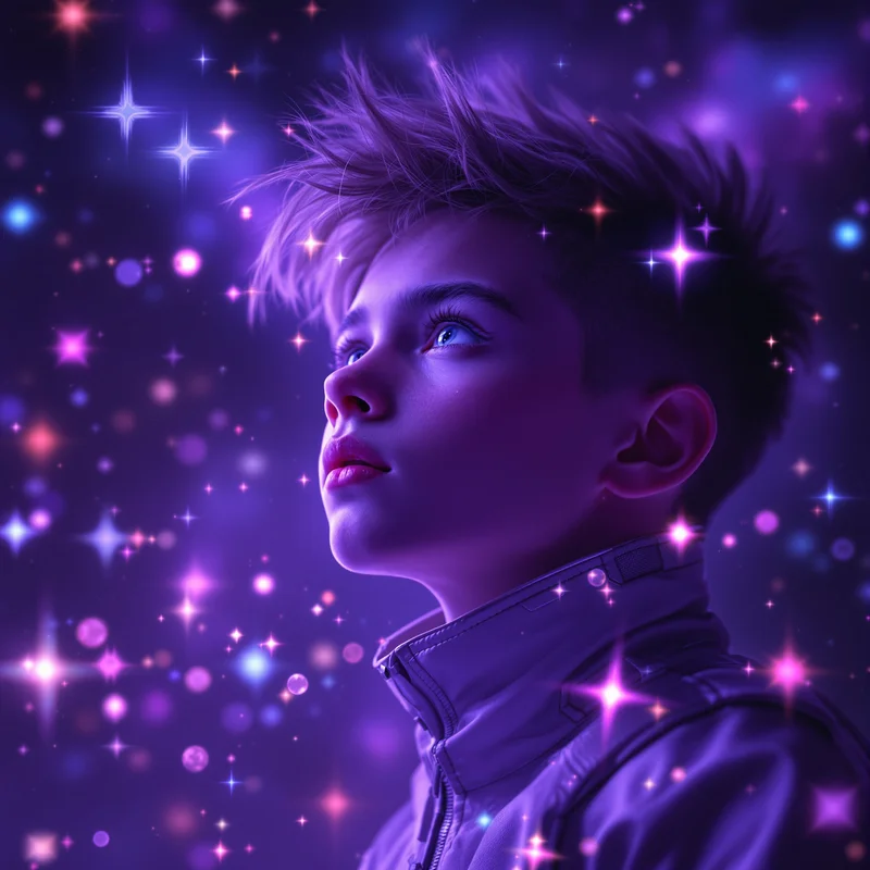 Purple space boy avatar.