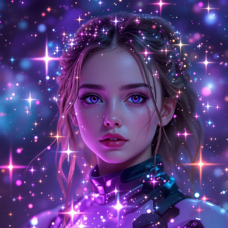 Purple space girl avatar.
