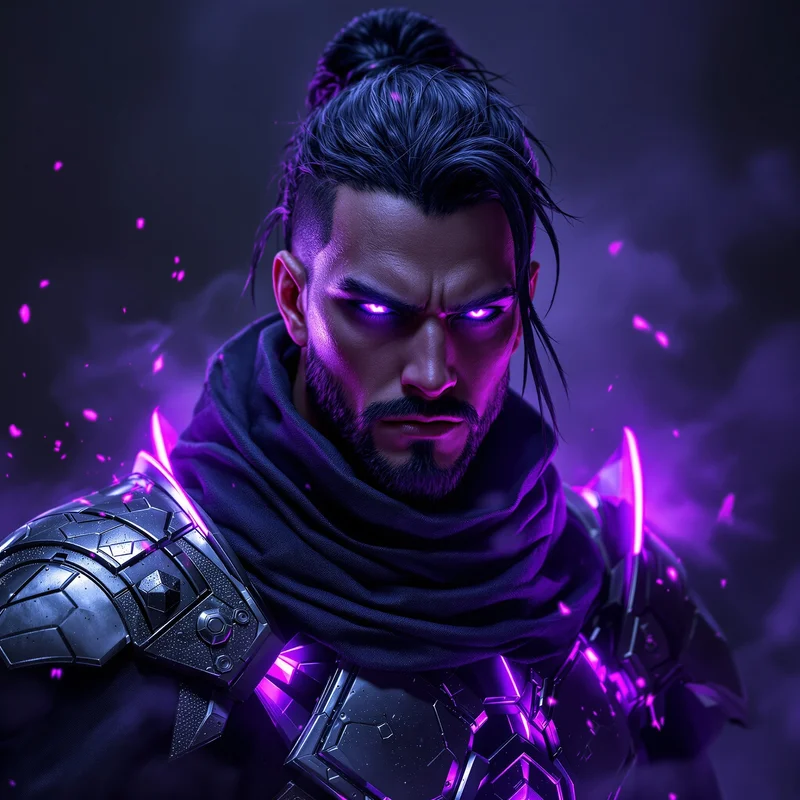 Purple warrior avatar.