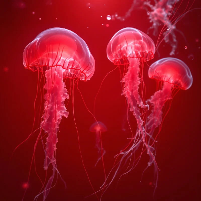 Red Jellyfish Glow Background