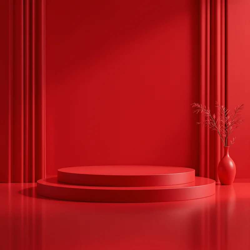 Red Podium Studio Background