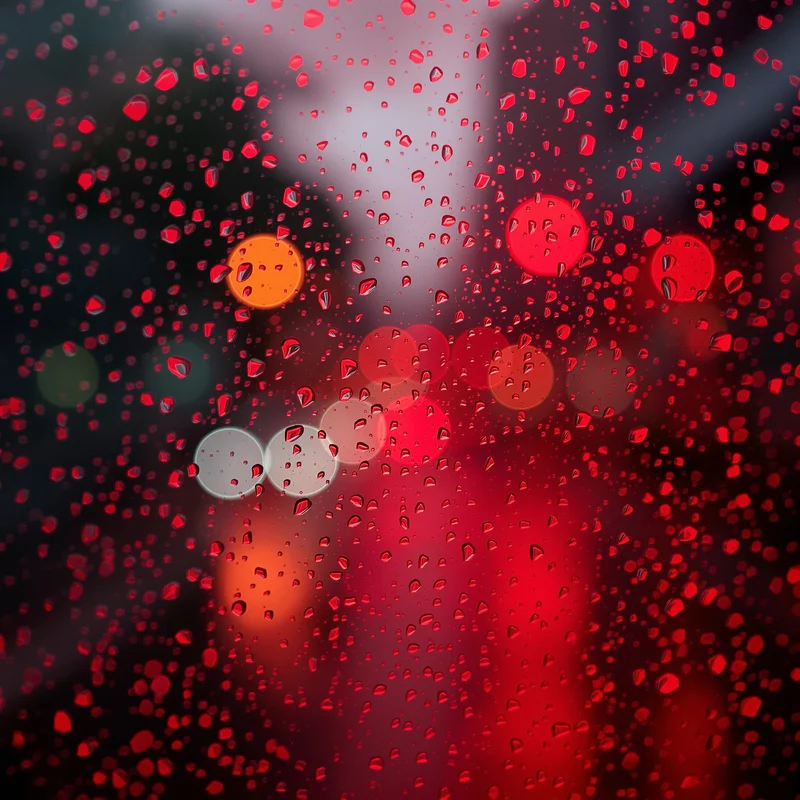 Red Rain Glass Background