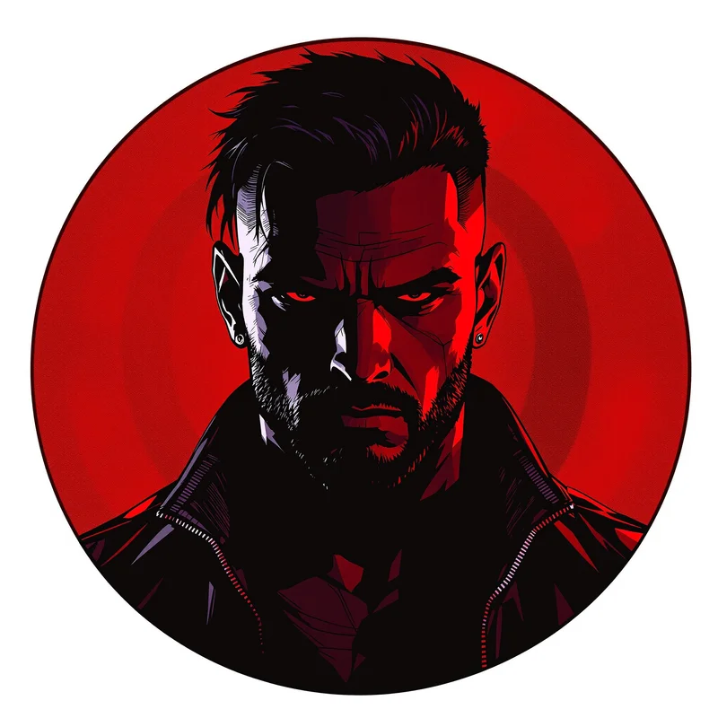 Red Hood avatar portrait with controlled intensity