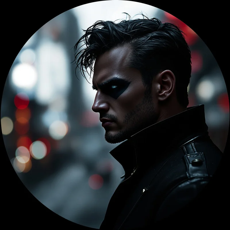 Red Hood avatar portrait with controlled intensity