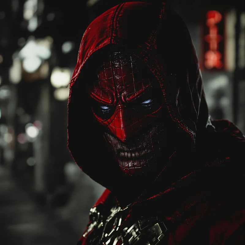 Red Hood avatar portrait with controlled intensity