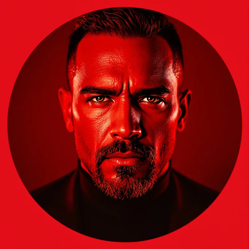 Red profile image optimized for visibility and impact