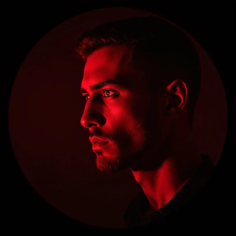 Red profile image optimized for visibility and impact