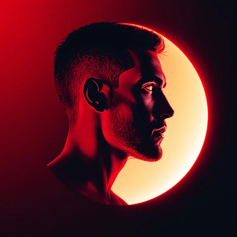 Red profile image optimized for visibility and impact