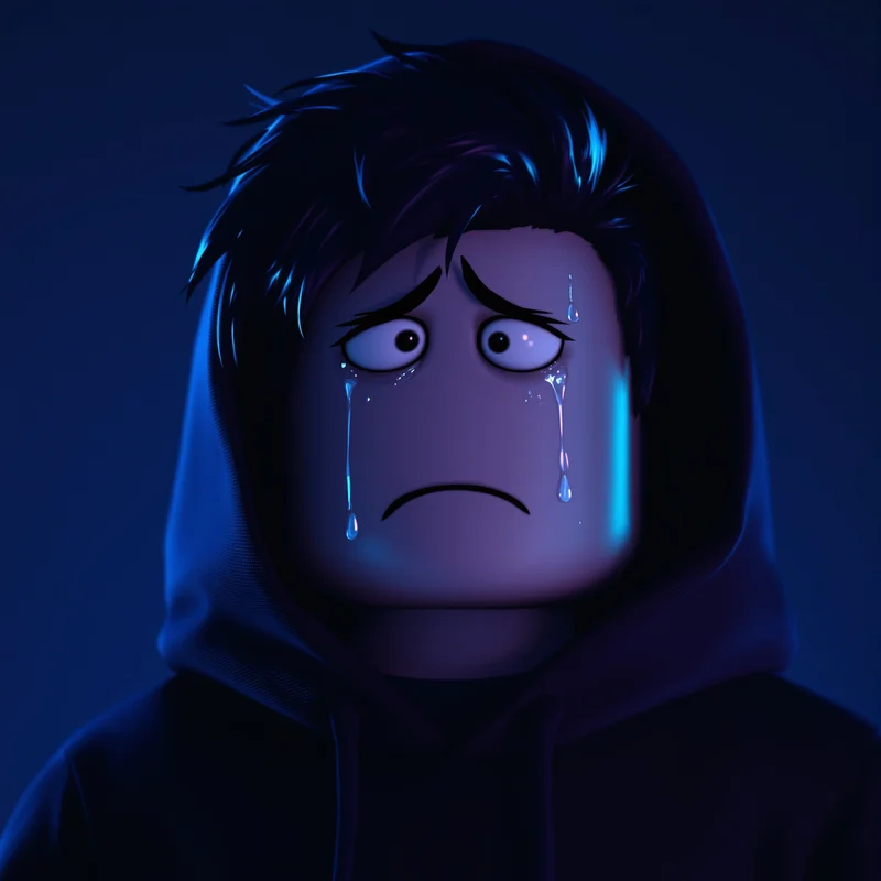 crying roblox pfp with emotional glossy tears