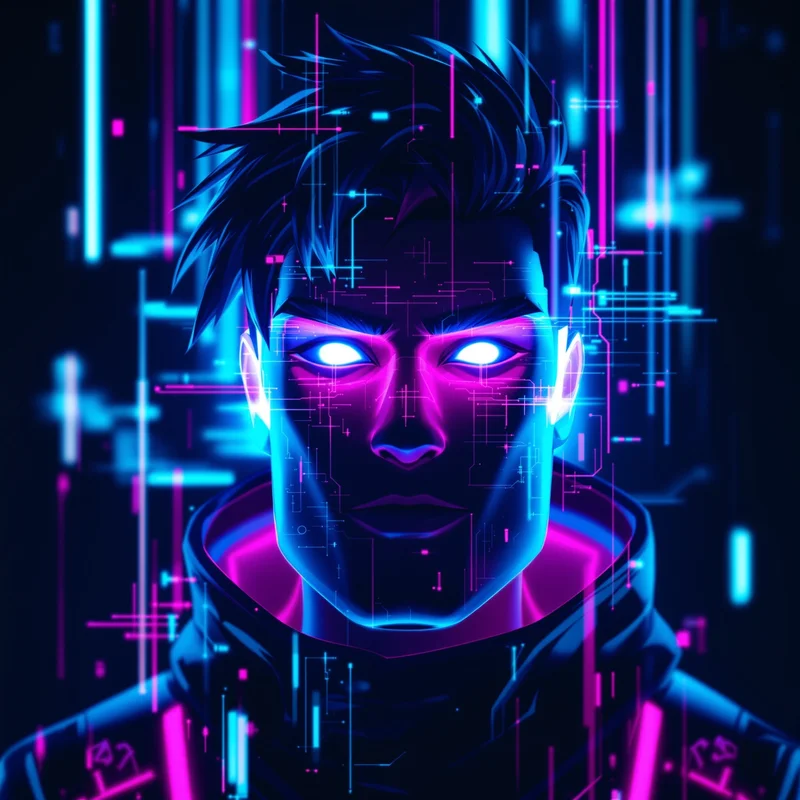 cyber neon roblox pfp with rgb gaming glow