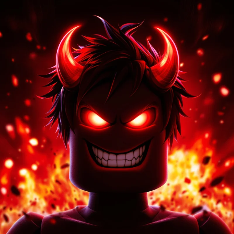 devil horn roblox pfp with playful dark grin