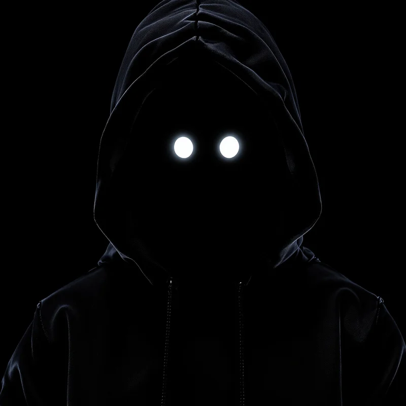hooded shadow roblox pfp with glowing mysterious eyes