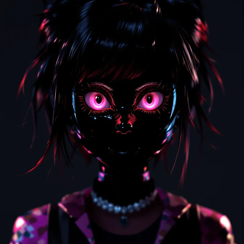 pink black roblox pfp with glossy dark cute aesthetic