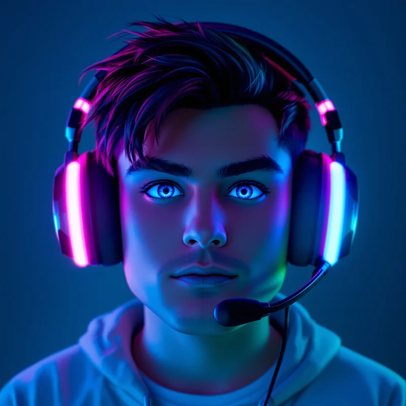 rgb headset roblox pfp with streamer gaming energy