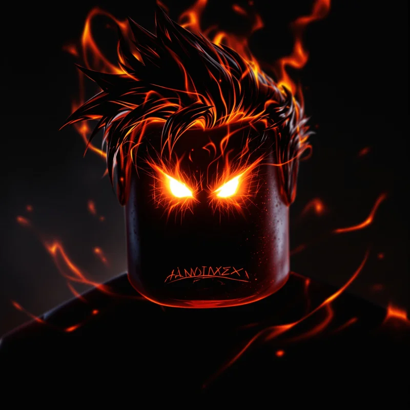 roblox fire aura pfp with glowing aggressive flames