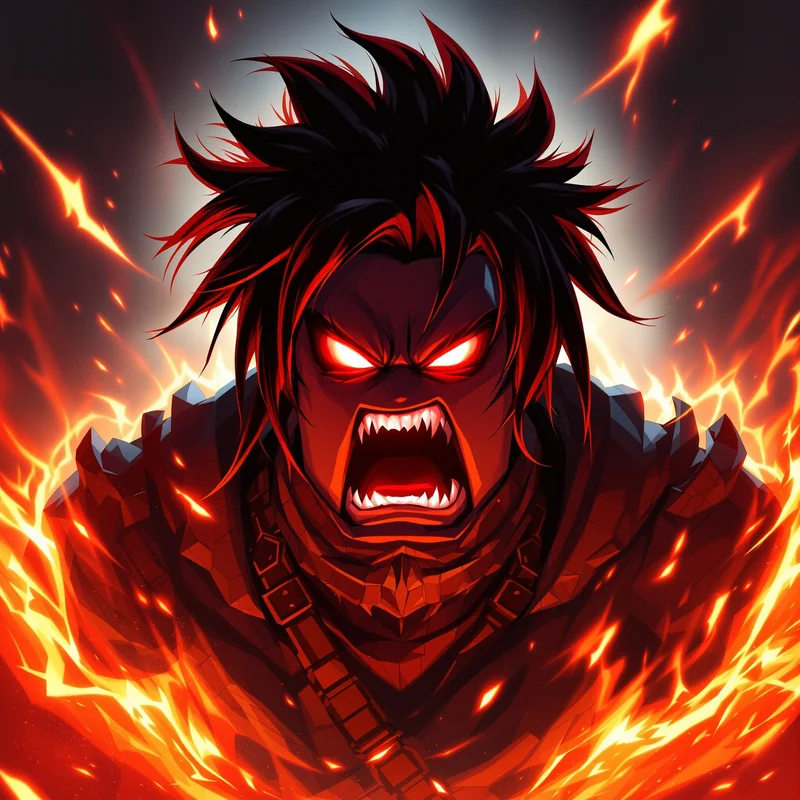 roblox warrior rage pfp with explosive battle aura