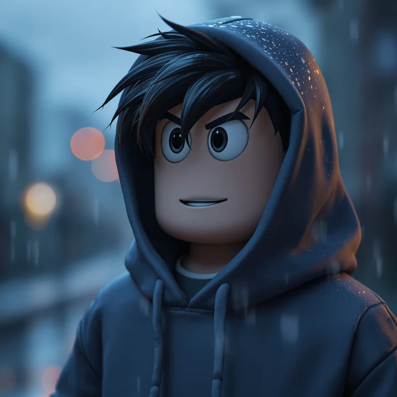 sad lonely roblox pfp with emotional cinematic atmosphere