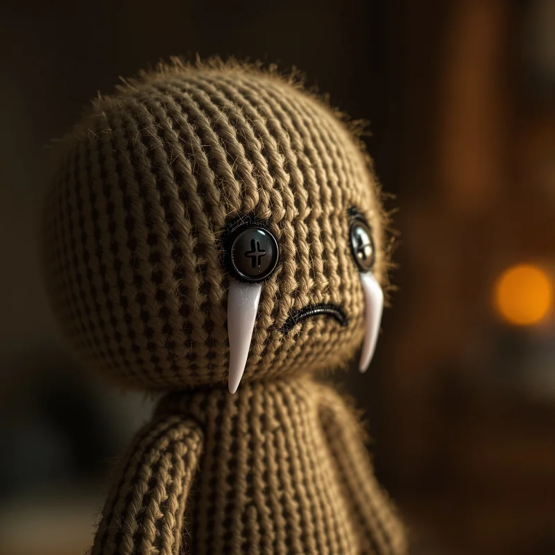 Crying Sackboy PFP with tiny tears and soft fabric texture