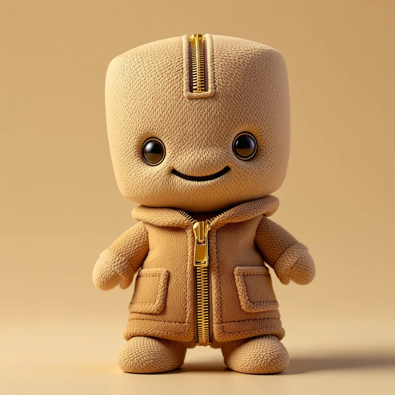 Luxury Sackboy PFP with gold zipper and rich plush aura