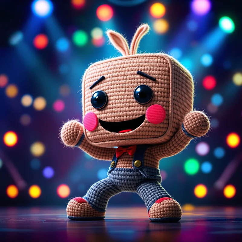 Popstar Sackboy PFP with stage lights and playful celebrity aura