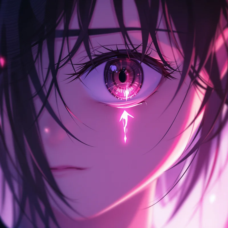 sad anime pfp with glowing tears and fragile emotion