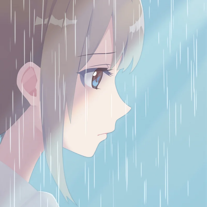 quiet anime profile icon with light gradient background for soft avatar use