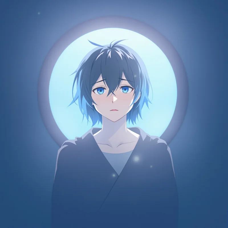 quiet anime profile icon with light gradient background for sad PFP design