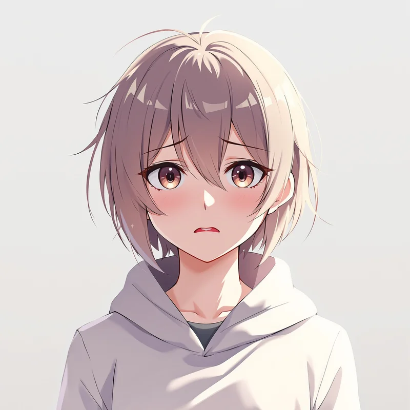 soft sad anime portrait with soft glow for profile picture use
