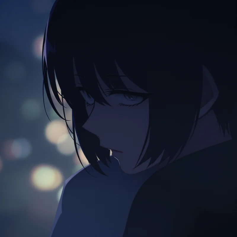 soft sad anime portrait with calm color palette for anime profile display