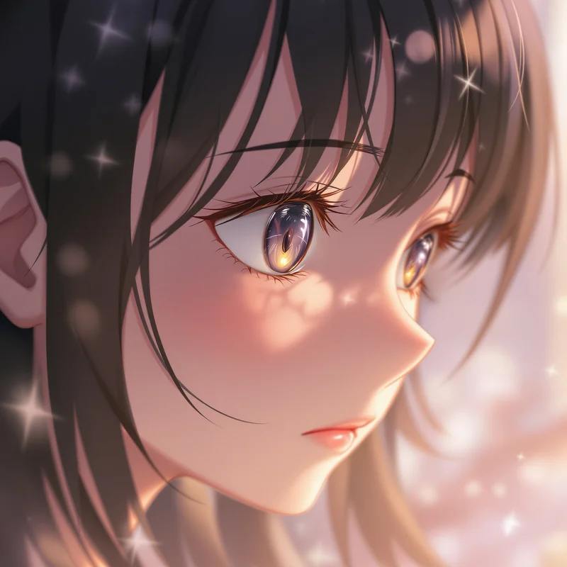 sad anime pfp with soft haze and tender melancholy