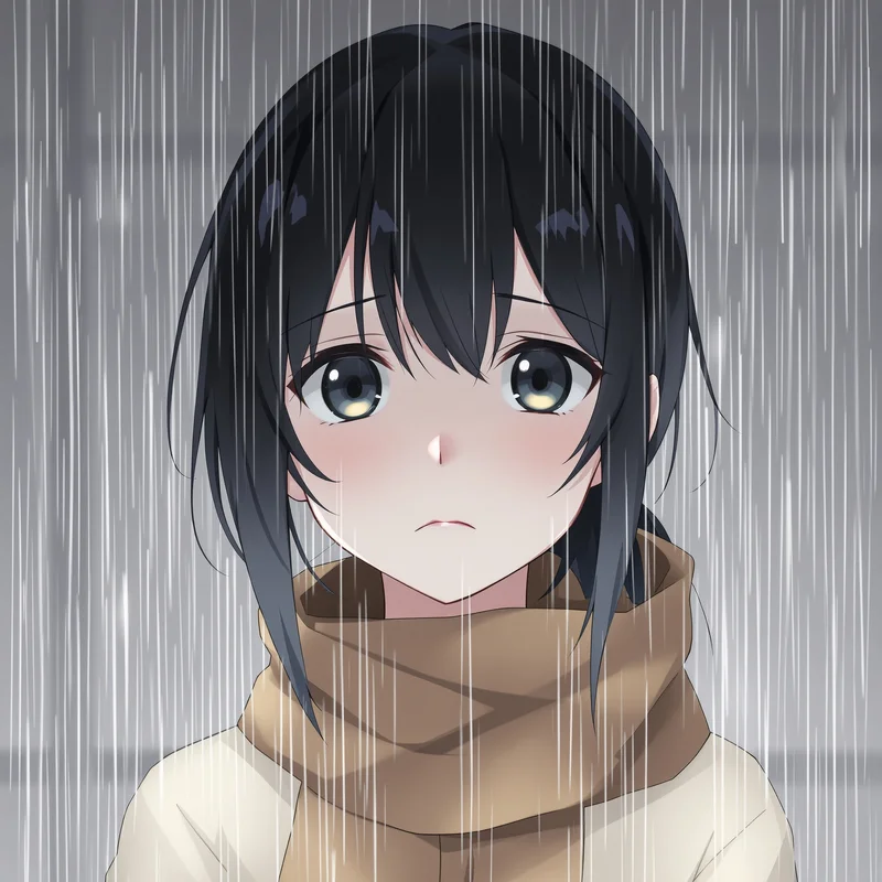 sad anime profile picture with light gradient background for soft avatar use