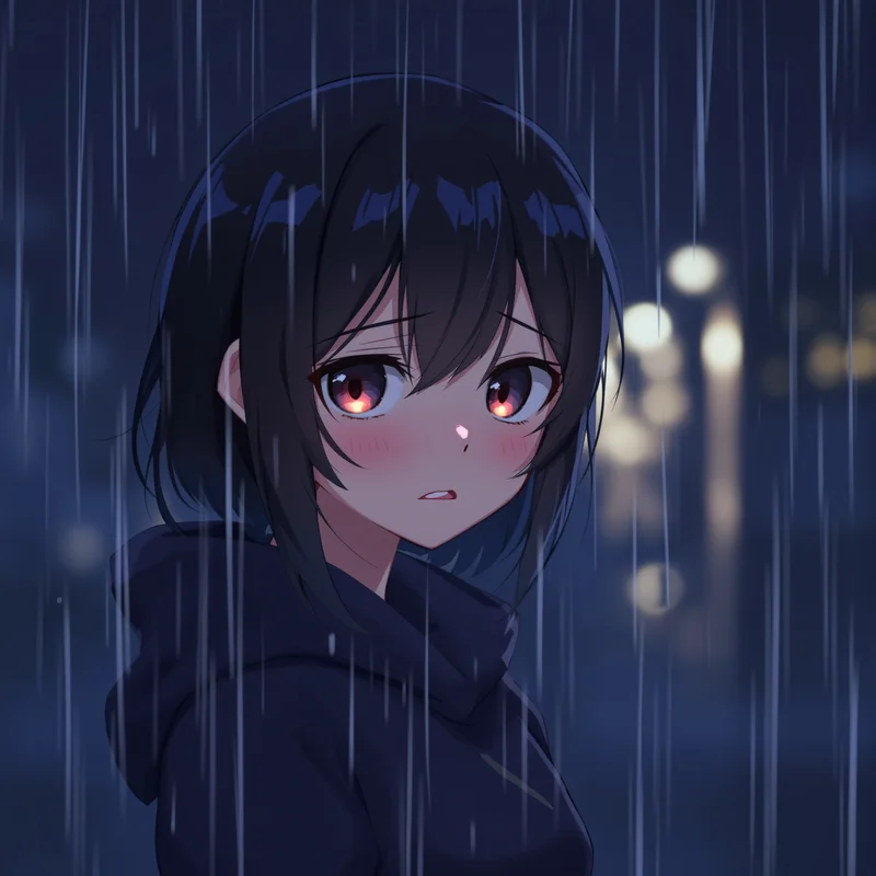 melancholy anime avatar with minimal background for anime profile display