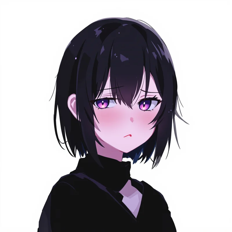 soft sad anime portrait with light gradient background for soft avatar use